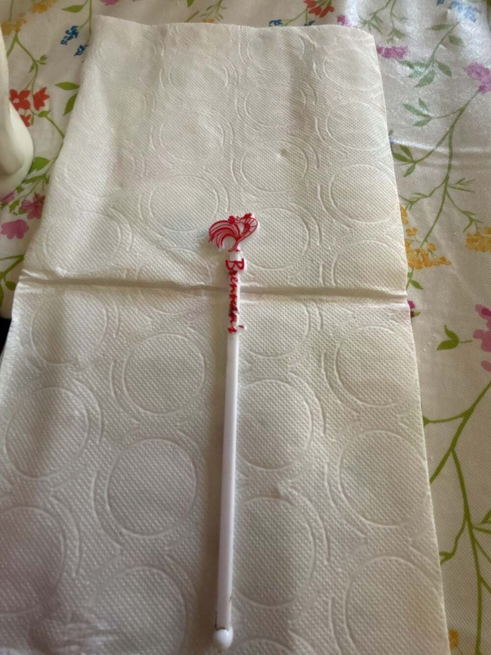 Brennan's Restaurant Vintage Plastic Swizzle Stick Drink Stirrer White